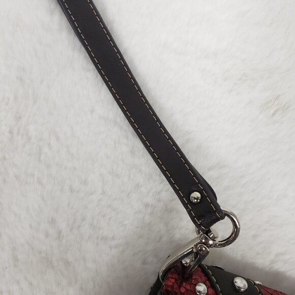 Rustic Couture Wristlet Wallet Grunge Punk Studded Maroon Brown - Picture 3 of 15